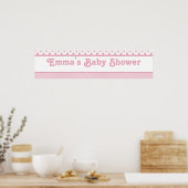 Poster Bannière Baby shower points roses (Cuisine)