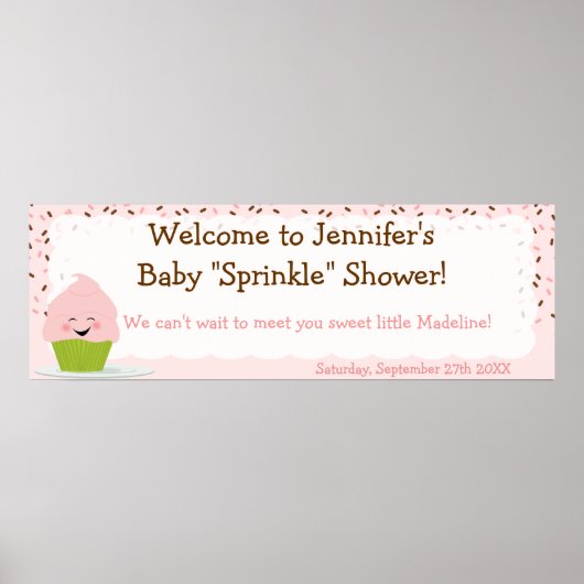 Poster Bannière Bébé Sprinkle En Rose (Devant)