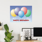 Poster Bannière d'anniversaire à ballons (Bureau à domicile)