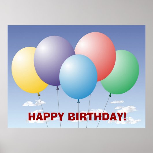 Poster Bannière d'anniversaire à ballons (Devant)