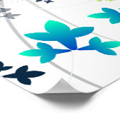 Poster Bannière d'anniversaire avec rubans bleu sarcelle (Coin)