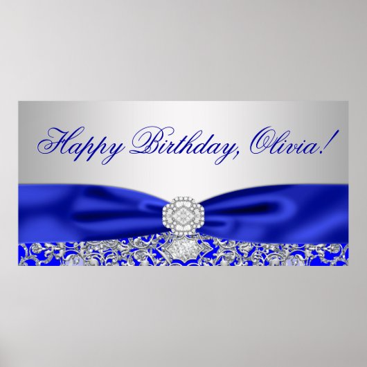 Poster Bannière d'anniversaire bleu royal (Devant)