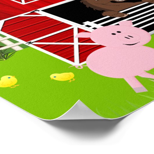 Poster Bannière d'anniversaire de Barnyard Farm Animaux (Coin)