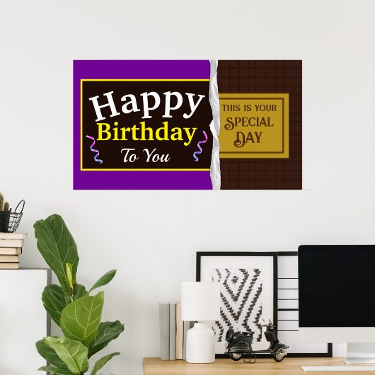 Poster Bannière d'anniversaire de la barre chocolatée per (Bureau à domicile)