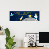 Poster Bannière d'anniversaire de l'astronaute spatial (Bureau à domicile)