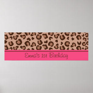 Poster Bannière d'anniversaire de Pink Cheetah