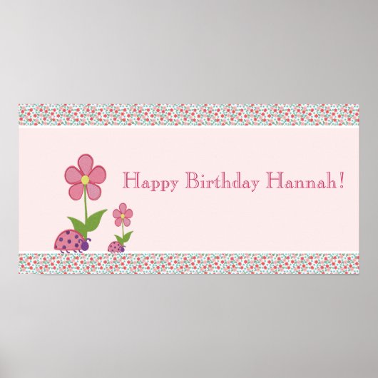 Poster Bannière d'anniversaire Papillons dames roses (Devant)