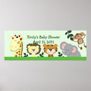 Poster Bannière d'anniversaire personnalisable JUNGLE ZOO