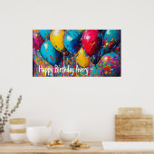 Poster Bannière d'anniversaire personnalisée | Ballons co (Cuisine)