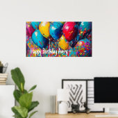 Poster Bannière d'anniversaire personnalisée | Ballons co (Bureau à domicile)