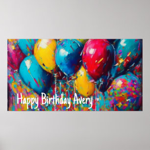 Poster Bannière d'anniversaire personnalisée Ballons co