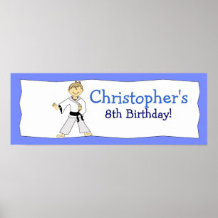 Poster Bannière d'anniversaire personnalisée KARATE KUNG 