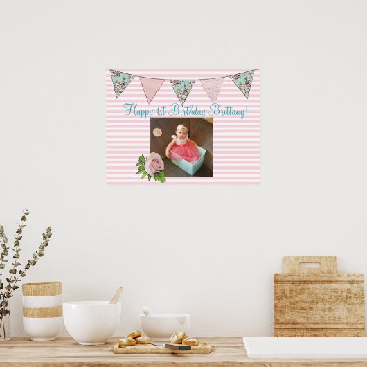 Poster Bannière d'anniversaire personnalisée pour fille d (Cuisine)