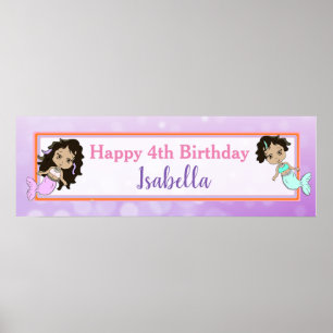Poster Bannière d'anniversaire personnalisée pour sirène