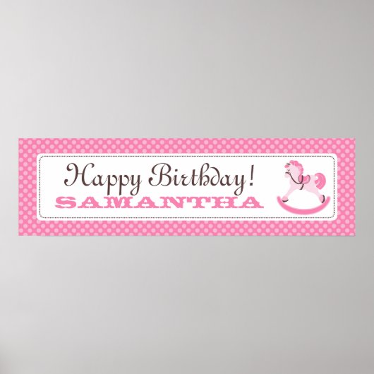 Poster Bannière d'anniversaire Rocking Horse pour filles (Devant)