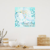 Poster Bannière d'anniversaire turquoise Blue Swils Sweet (Cuisine)