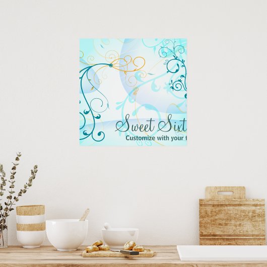 Poster Bannière d'anniversaire turquoise Blue Swils Sweet (Cuisine)