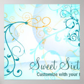 Poster Bannière d'anniversaire turquoise Blue Swils Sweet (Devant)