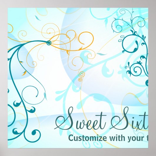 Poster Bannière d'anniversaire turquoise Blue Swils Sweet (Devant)