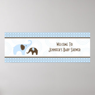 Poster Bannière de baby shower bleu point de couture élép