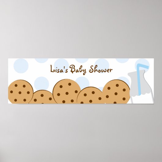 Poster Bannière de Baby shower de biscuits et de lait (Devant)