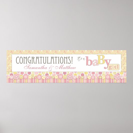 Poster Bannière de Baby shower de broches, de points et d (Devant)