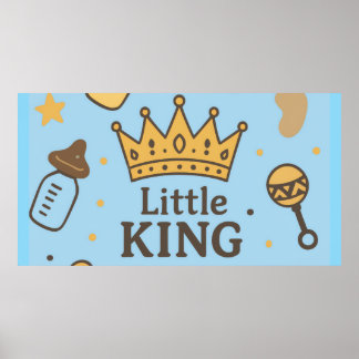 Poster "Bannière de Baby shower Little King - Blue & Gold