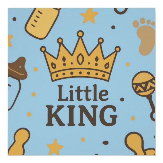 Poster "Bannière de Baby shower Little King - Blue & Gold (Devant)
