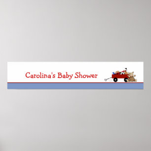 Poster Bannière de Baby shower Little Red Wagon