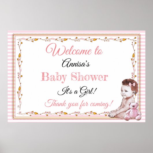 Poster Bannière de Baby shower personnalisée (Devant)