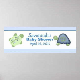 Poster Bannière de Baby shower personnalisée Turtle Reef