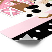 Poster Bannière de Baby shower rose bébé moo vache (Coin)