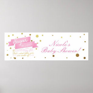 Poster Bannière de Baby Shower Sugar & Spice & Everything