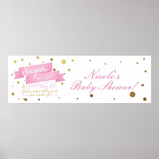Poster Bannière de Baby Shower Sugar & Spice & Everything (Devant)