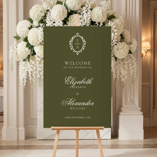 Poster Bannière de bienvenue de mariage de style ancien v