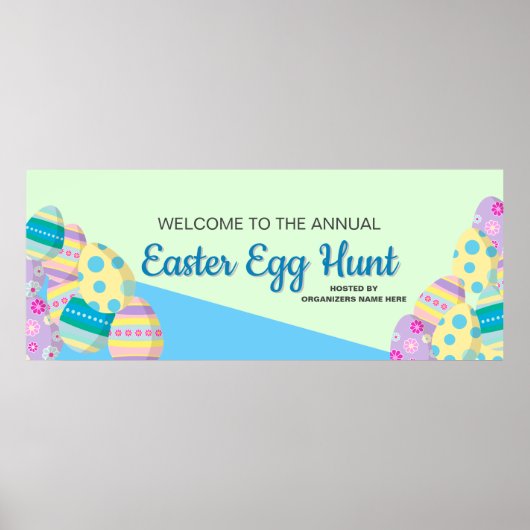 Poster Bannière de chasse aux oeufs de Pâques personnalis (Devant)