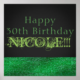 Poster Bannière de fête à paillettes Glam moderne vert ci