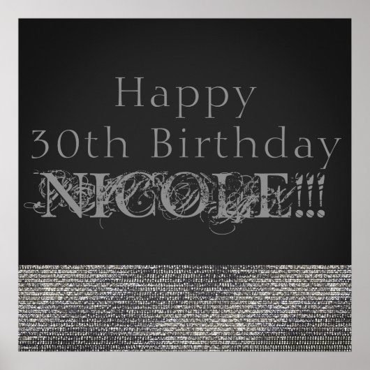 Poster Bannière de fête à paillettes Modern Glam Silver S (Devant)