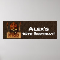 Bannière de fête ALOHA Tiki vintage rétro en bois