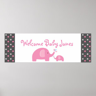 Poster Bannière de fête avec paillettes pour Baby Shower 
