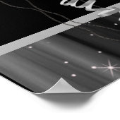 Poster Bannière de fête Champagne Étincelles Noir Blanc (Coin)