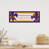 Poster Bannière de fête Crevette Fleur de Lis Jaune Viole (Cuisine)