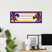 Poster Bannière de fête Crevette Fleur de Lis Jaune Viole (Bureau à domicile)