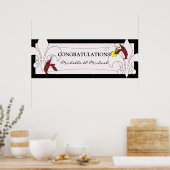 Poster Bannière de fête Crevette Fleur de Lis Noir Blanc (Cuisine)