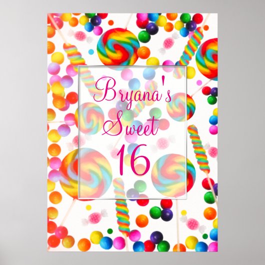 Poster Bannière de fête d'anniversaire Candyland Bonbons (Devant)