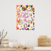Poster Bannière de fête d'anniversaire Candyland Bonbons (Cuisine)