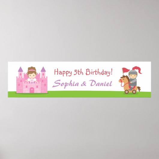 Poster Bannière de fête d'anniversaire de la mignonne pri (Devant)