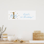 Poster Bannière de fête d'anniversaire des garçons Bleu & (Cuisine)