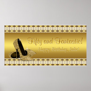 Poster Bannière de fête d'anniversaire Elegant Gold High 