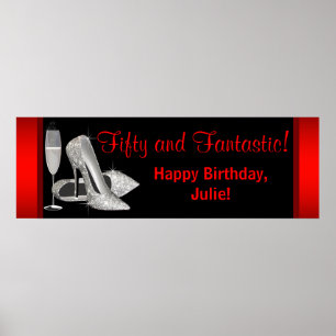 Poster Bannière de fête d'anniversaire Escarpins à paille